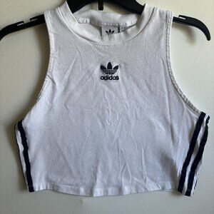 Adidas Originals White Trefoil Cropped Tank Top